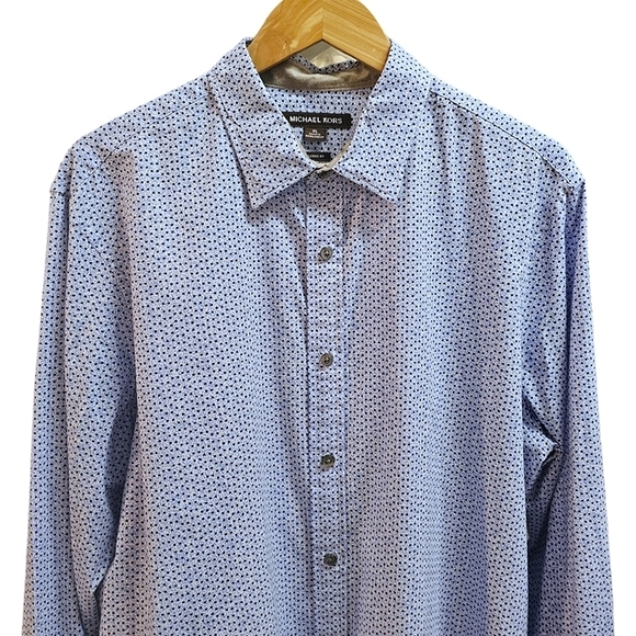 Men's Michael Kors Premium Cotton Pattern Button Up Dress Shirt Size XL Blue - Picture 4 of 8